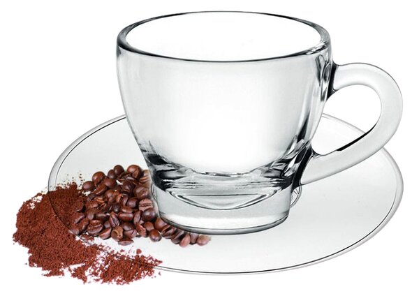 Simpatica tazzina da caffè espresso in vetro trasparente per poter