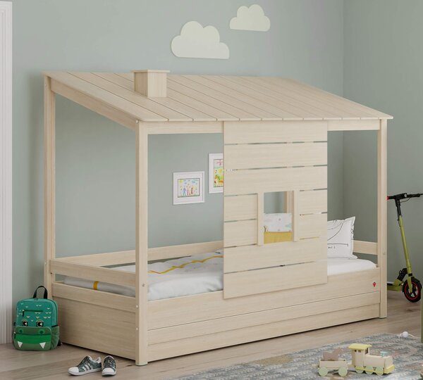 Letto Montessori Natural con Tetto in Legno