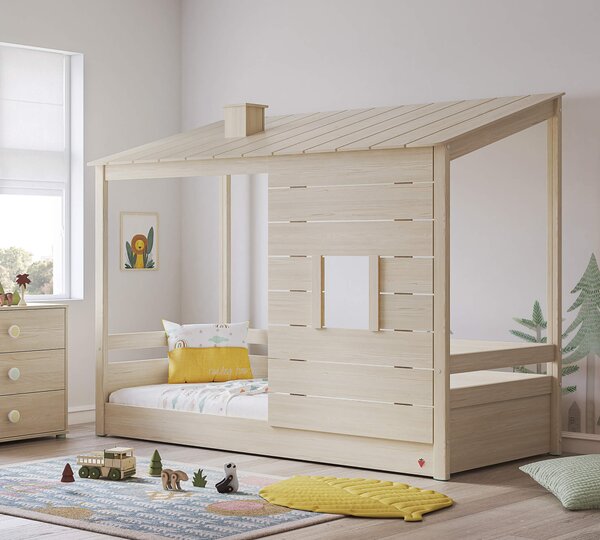 Letto Montessori Natural con Tetto in Legno