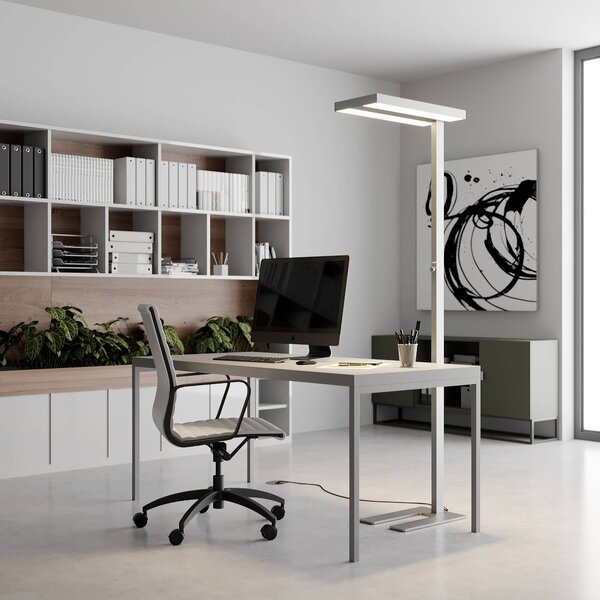 Arcchio Lampada LED da pavimento Logan Basic, argento, 6.000 lm, dimmerabile Basic Arcchio,, Alluminio / Grigio / Zincato, Studio / Ufficio, Alluminio, Moderno