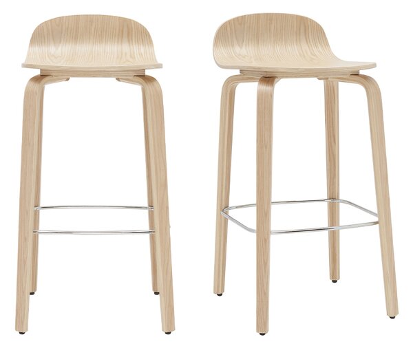 Sgabelli da bar scandinavi legno rovere H68 cm (set di 2) OBRA