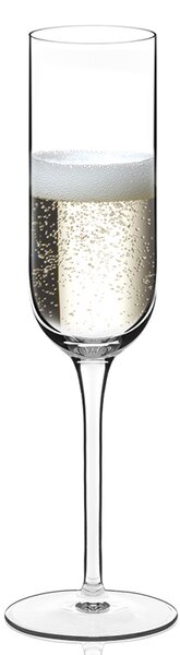 Il flute da Champagne dalle linee eleganti e il design tecnico che favorisce lo sprigionarsi del perlage