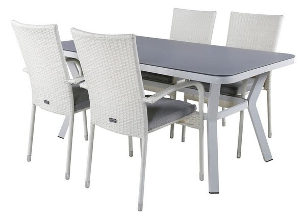 Tavolo e sedie set Dallas 3584Metallo, Bianco plastica