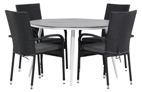 Tavolo e sedie set Dallas 3730Bianco plastica, Metallo