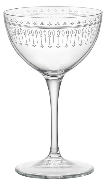 Bormioli Rocco Bartender Novecento Art Deco Calice Martini 23,5 cl Set 6 Pz In Vetro Decorato
