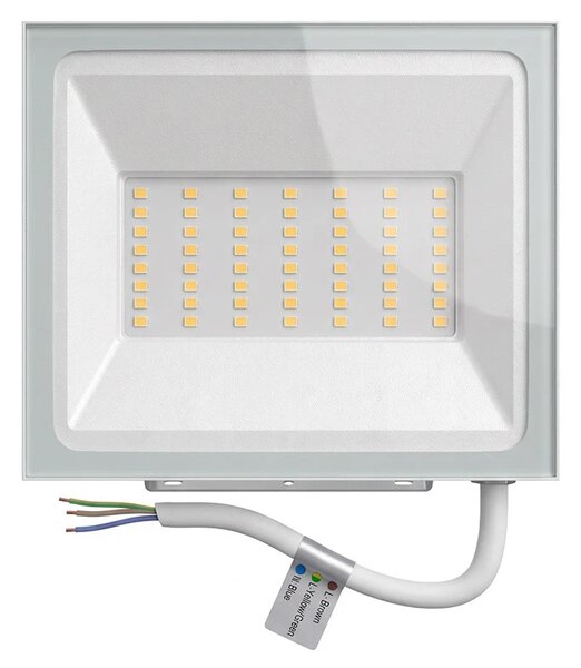 Faro LED 50W IP65 in Alluminio Bianco con OSRAM chip LED Colore Bianco Caldo 3.000K