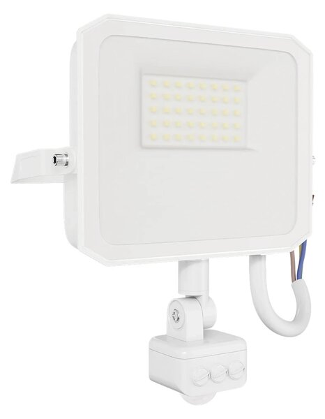 Faro LED 30W IP65 Bianco con Sensore di Movimento e OSRAM chip LED Colore Bianco Caldo 3.000K