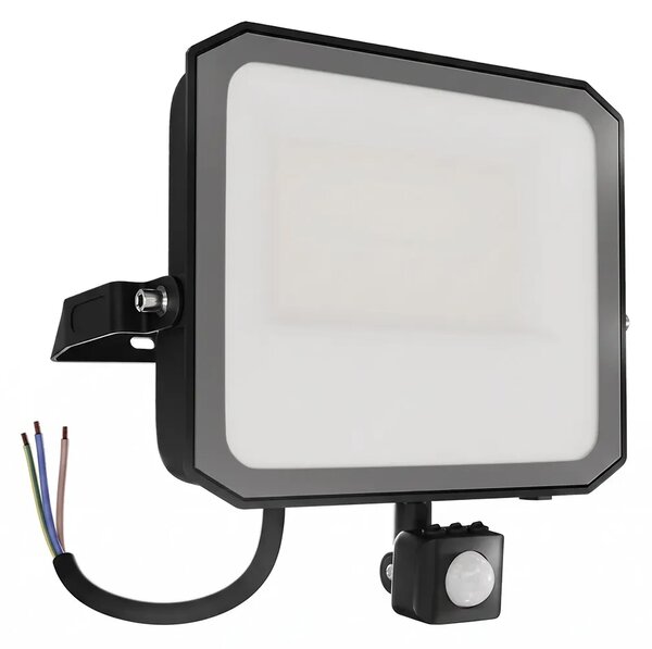 Faro LED 100W IP65 Nero con Sensore di Movimento e OSRAM chip LED Colore Bianco Naturale 4.000K