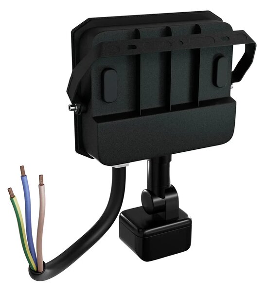 Faro LED 20W IP65 Nero con Sensore di Movimento e OSRAM chip LED Colore Bianco Caldo 3.000K