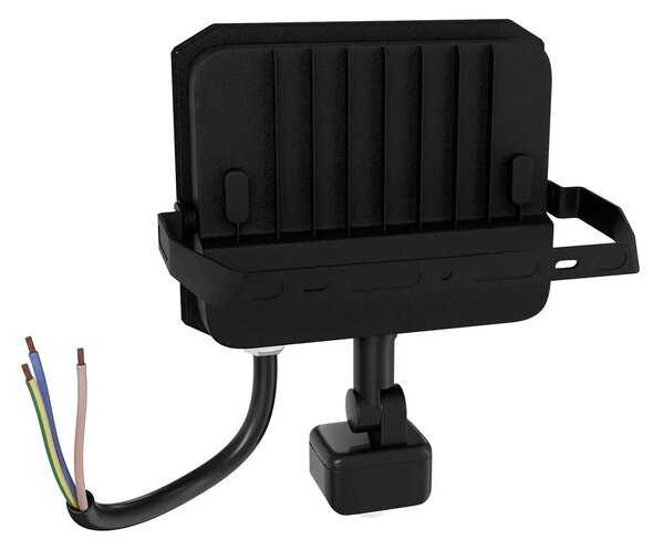 Faro LED 30W IP65 Nero con Sensore di Movimento e OSRAM chip LED Colore Bianco Caldo 3.000K