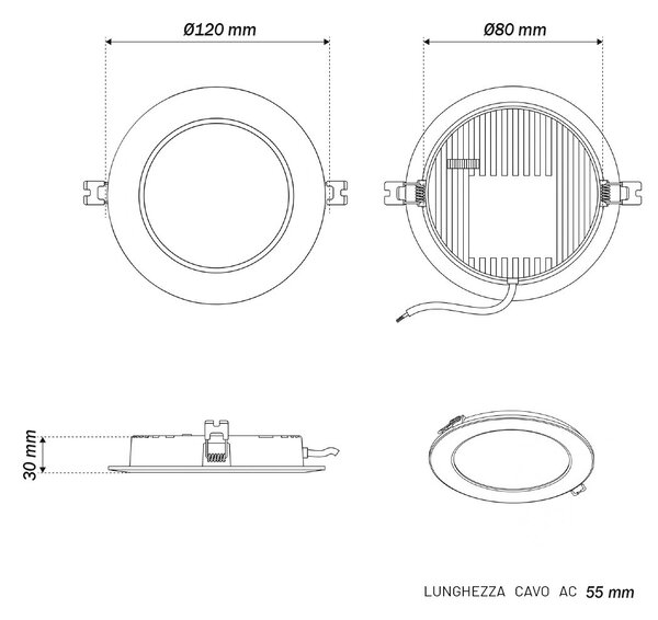 Pannello LED Rotondo 6W foro Ø100-110mm CCT Bianco Variabile - LEDISENS Colore Bianco Variabile CCT