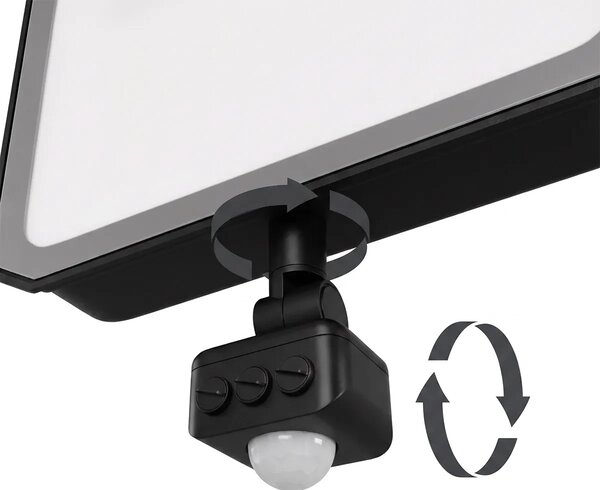 Faro LED 100W IP65 Nero con Sensore di Movimento e OSRAM chip LED Colore Bianco Naturale 4.000K