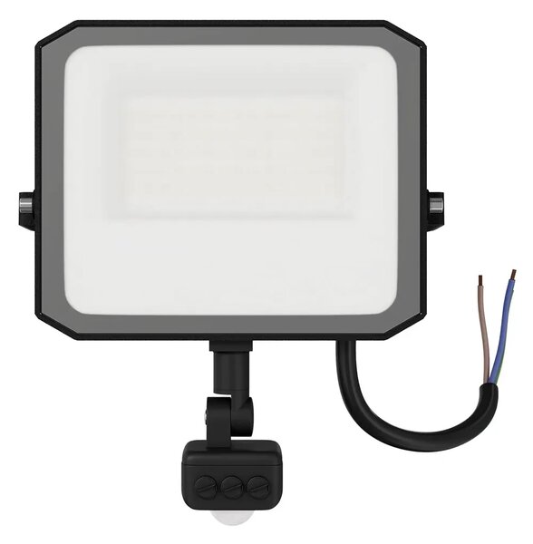 Faro LED 50W IP65 Nero con Sensore di Movimento e OSRAM chip LED Colore Bianco Caldo 3.000K