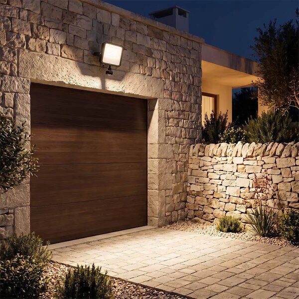 Faro LED 50W IP65 Nero con Sensore di Movimento e OSRAM chip LED Colore Bianco Caldo 3.000K