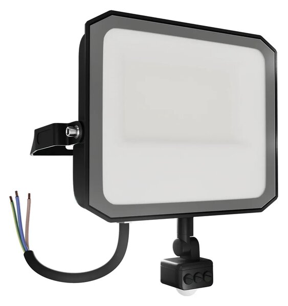 Faro LED 100W IP65 Nero con Sensore di Movimento e OSRAM chip LED Colore Bianco Naturale 4.000K