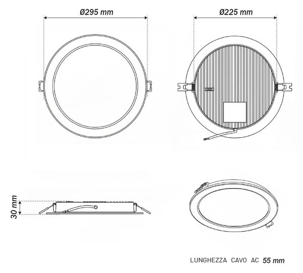 Pannello LED Rotondo 24W foro Ø250-280mm CCT Bianco Variabile - LEDISENS Colore Bianco Variabile CCT