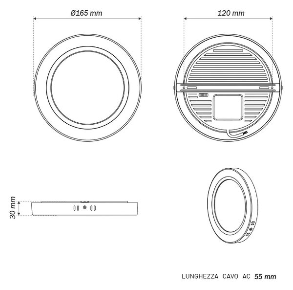 Plafoniera LED Rotonda 12W Ø165mm CCT Bianco Variabile - LEDISENS Colore Bianco Variabile CCT