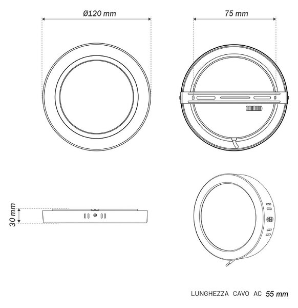 Plafoniera LED Rotonda 6W Ø120mm CCT Bianco Variabile - LEDISENS Colore Bianco Variabile CCT