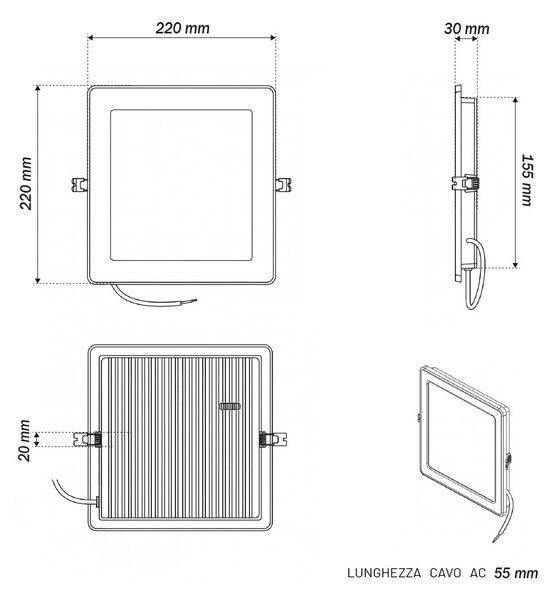 Pannello LED Quadrato 18W foro da 180 a 210mm CCT Bianco Variabile - LEDISENS Colore Bianco Variabile CCT