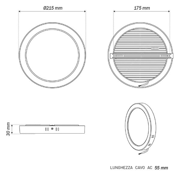 Plafoniera LED Rotonda 18W Ø215mm CCT Bianco Variabile - LEDISENS Colore Bianco Variabile CCT