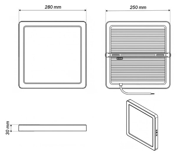 Plafoniera LED Quadrata 24W 285x285mm CCT Bianco Variabile - LEDISENS Colore Bianco Variabile CCT
