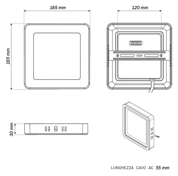 Plafoniera LED Quadrata 12W 165x165mm CCT Bianco Variabile - LEDISENS Colore Bianco Variabile CCT