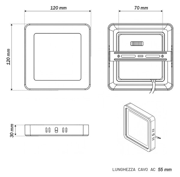 Plafoniera LED Quadrata 6W 120x120mm CCT Bianco Variabile - LEDISENS Colore Bianco Variabile CCT