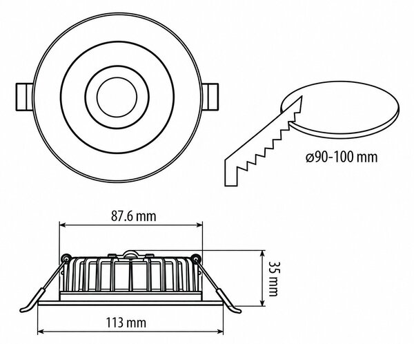 Faro LED da incasso 10W Dimmerabile Foro ø90mm Bianco Variabile CCT Colore Bianco Variabile CCT