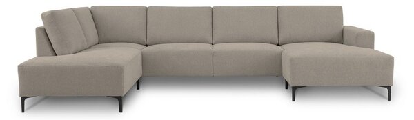 Divano angolare marrone chiaro (con penisola a sinistra/a U) con rivestimento in ciniglia Fabian – Scandic