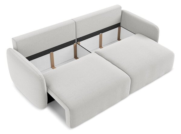 Divano grigio chiaro allungabile/con contenitore con rivestimento in velluto 238 cm Kalena – Makamii