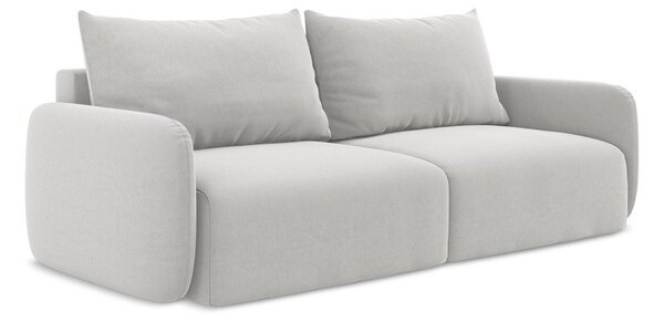 Divano grigio chiaro allungabile/con contenitore con rivestimento in velluto 238 cm Kalena – Makamii