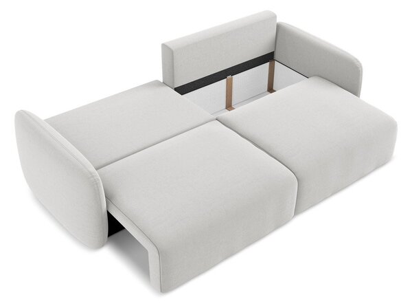 Divano grigio chiaro allungabile/con contenitore con rivestimento in velluto 238 cm Kalena – Makamii