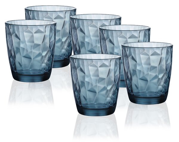 Bormioli Rocco Diamond Ocean Blue Bicchiere Dof 38,5 cl Set 6 Pz In Vetro Colorato Blu