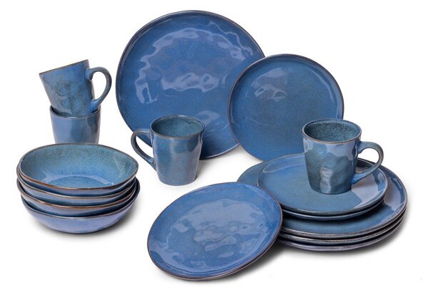 Set da pranzo in gres blu scuro 16 pezzi Glosia - Bonami Selection