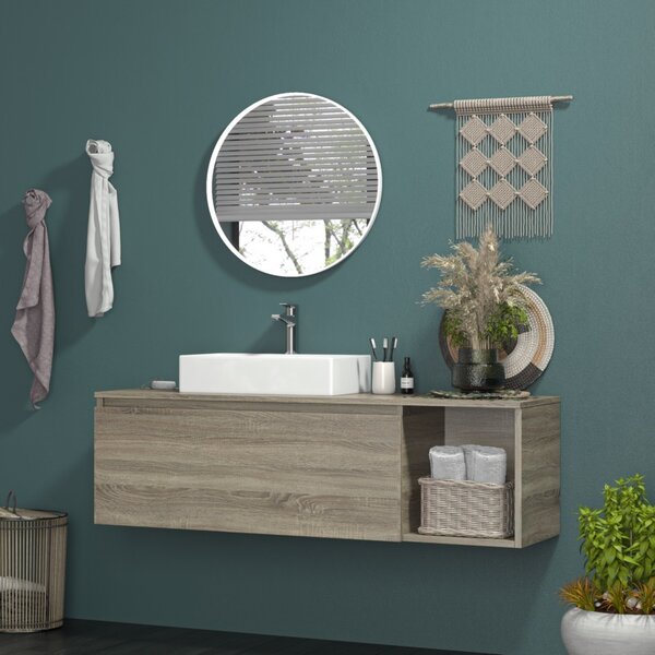 Mobile bagno 135 cm sospeso con vano a giorno a destra SP-135V - KAMALU