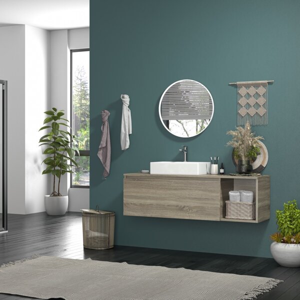 Mobile bagno 135 cm sospeso con vano a giorno a destra SP-135V - KAMALU