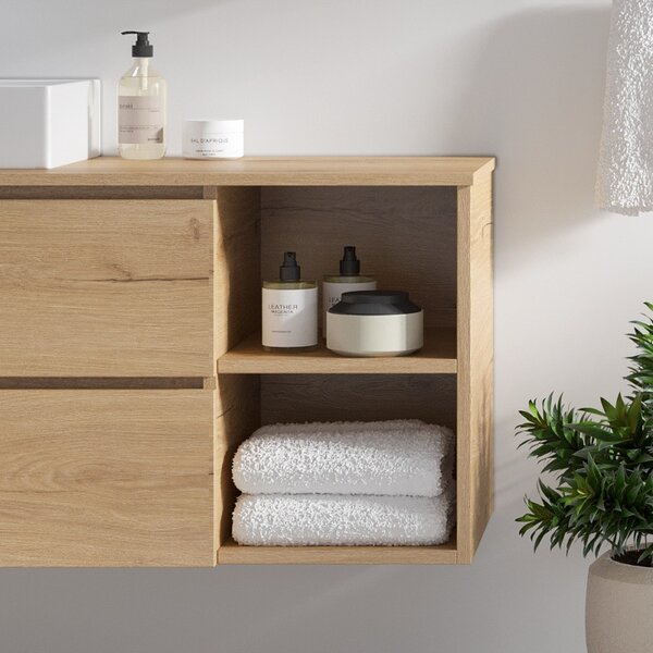 Mobile bagno 135 cm con vano a giorno a destra e doppio cassetto SP-135VD - KAMALU