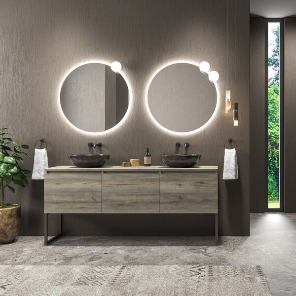 Mobile bagno a terra 180 cm con piano e 3 cassetti SP-180P3 - KAMALU