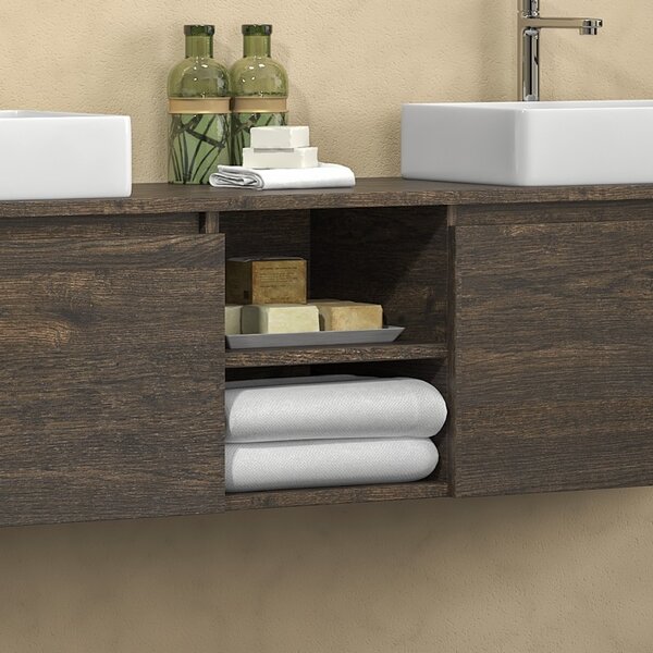 Mobile bagno sospeso 175 cm con due cassetti e vano a giorno SP-175P - KAMALU