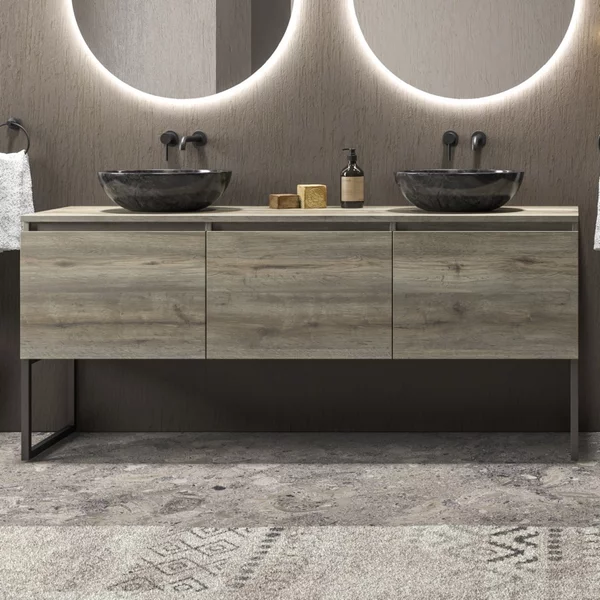 Mobile bagno a terra 180 cm con piano e 3 cassetti SP-180P3 - KAMALU