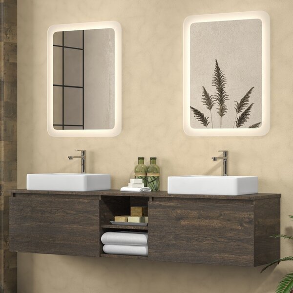 Mobile bagno sospeso 175 cm con due cassetti e vano a giorno SP-175P - KAMALU