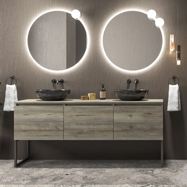 Mobile bagno a terra 180 cm con piano e 3 cassetti SP-180P3 - KAMALU