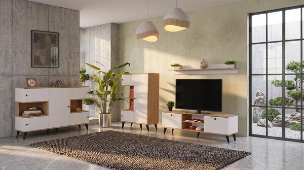 Televisore bianco, mobile TV, mobile porta TV, scaffale, libreria, mobili per il soggiorno
