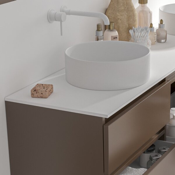 Mobile bagno a terra 180 cm con piano bianco solid surface e 5 cassetti SP-180SS5 - KAMALU