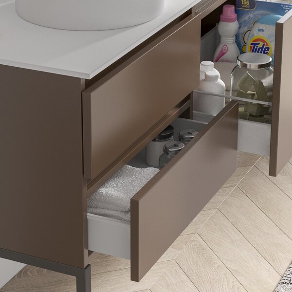 Kleankin Armadietto Per Lavabo Bagno Moderno Bianco Antico 60x30x60 Cm – Doppia Porta E Ripiano Regolabile