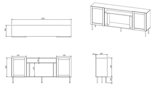 JUTA EF cassettiera + camino elettrico 202x39,5x85 nero + linol calabria