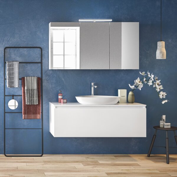 Mobile 120cm bagno installazione sospesa con cassetto ammortizzato SP-120B - KAMALU