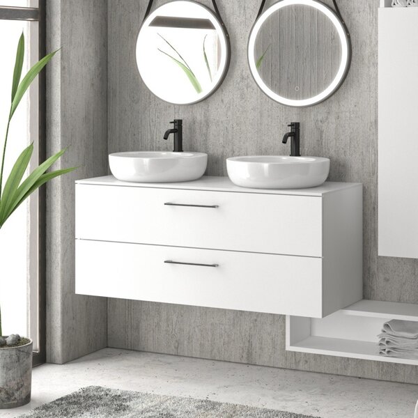 Mobile bagno 120cm con 2 cassetti e piano per lavabo appoggio EL-120P - KAMALU