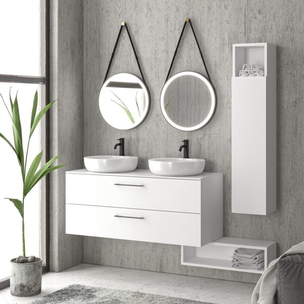 Mobile bagno 120cm con 2 cassetti e piano per lavabo appoggio EL-120P - KAMALU