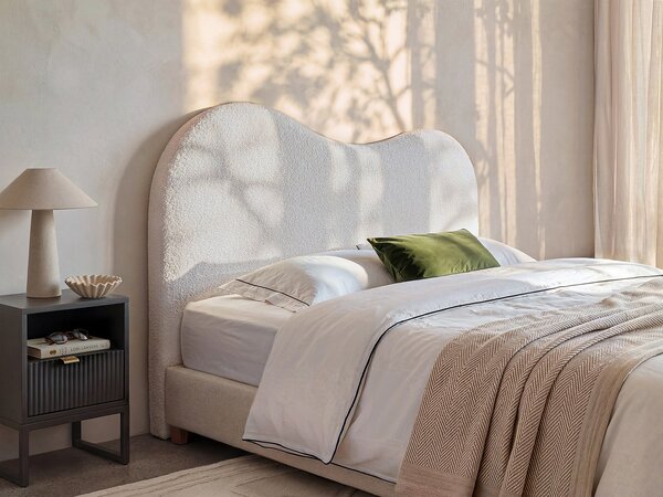 Testata letto 180 cm - Tessuto bouclette Bianco - VORIOTA
